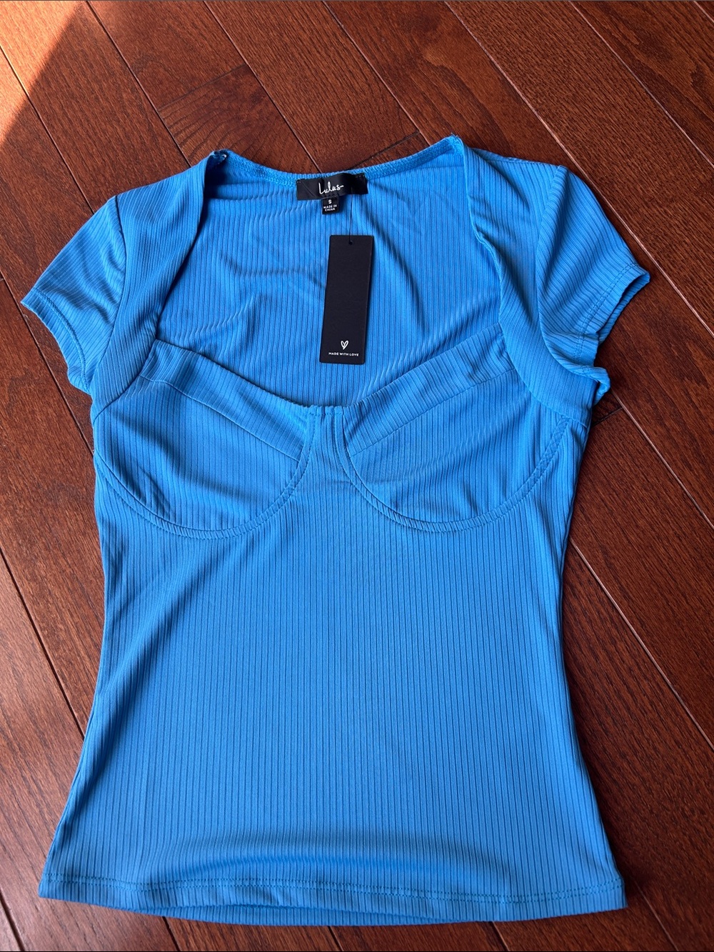 Ladies size s Impressive daily blue bustier cap sleeve top from lulus NWT